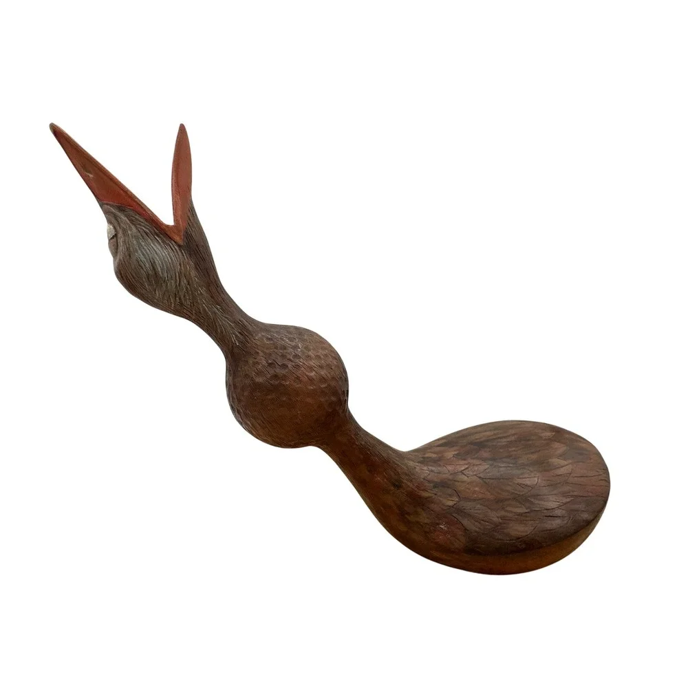 Vtg Golf Club Head Bird Sculpture Folk Art Signed Wood Whimsical Golf Gift OOAK